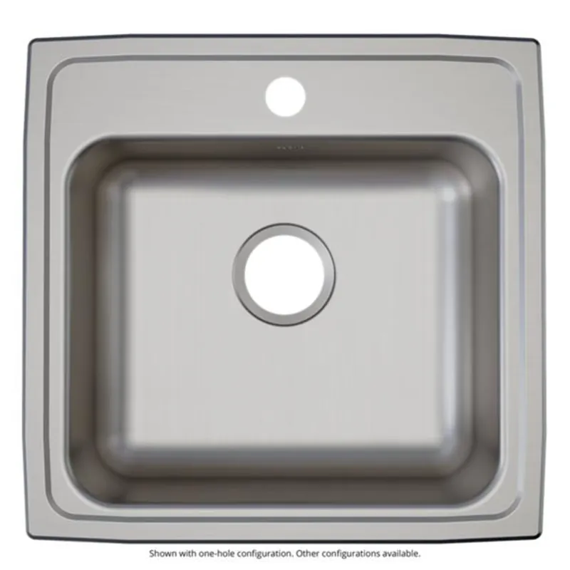 ELKAY LRAD1919602 Lustertone 19-1/2 x 19 in. 2 Hole Stainless Steel Single Bowl Drop-in Kitchen Sink