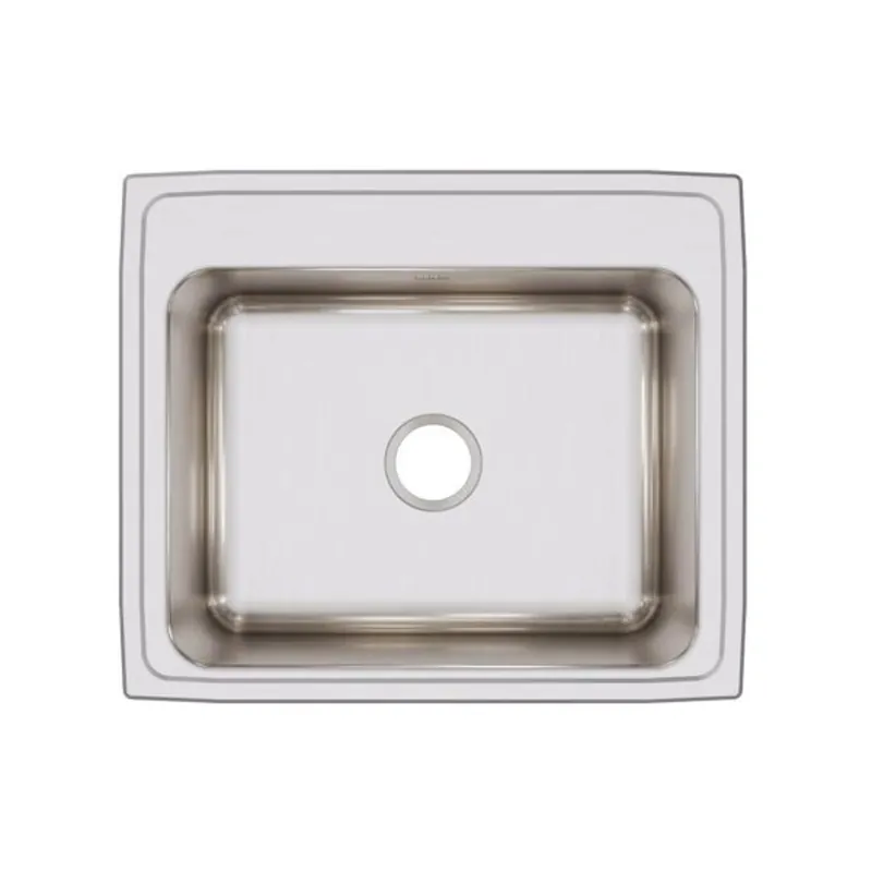 Elkay DLR2521100 Lustertone Classic Stainless Steel 25 Inches x 21-1/4 Inches x 10-1/8 Inches 0-Hole Single Bowl Drop-in Sink