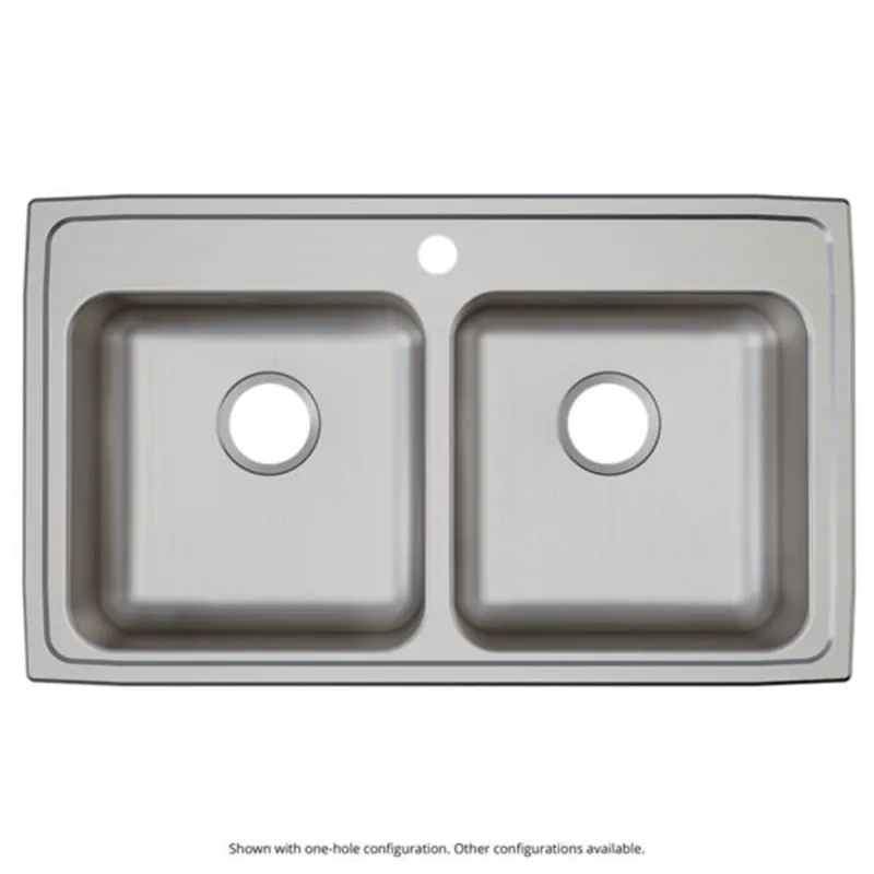 Elkay LRAD3319604 Lustertone 33 x 19-1/2 in. 4 Hole Stainless Steel Double Bowl Drop-in Kitchen Sink