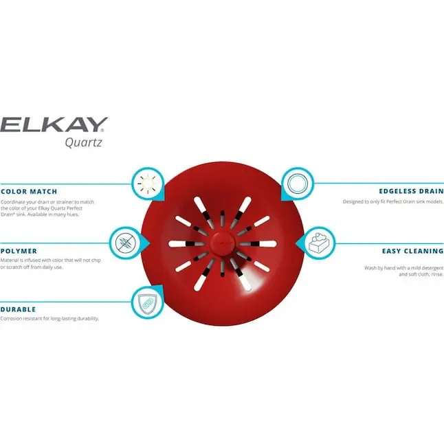 Elkay LKPDQSCA Quartz Perfect Drain 3-1/2 inches Removable Polymer Basket Strainer and Rubber Stopper