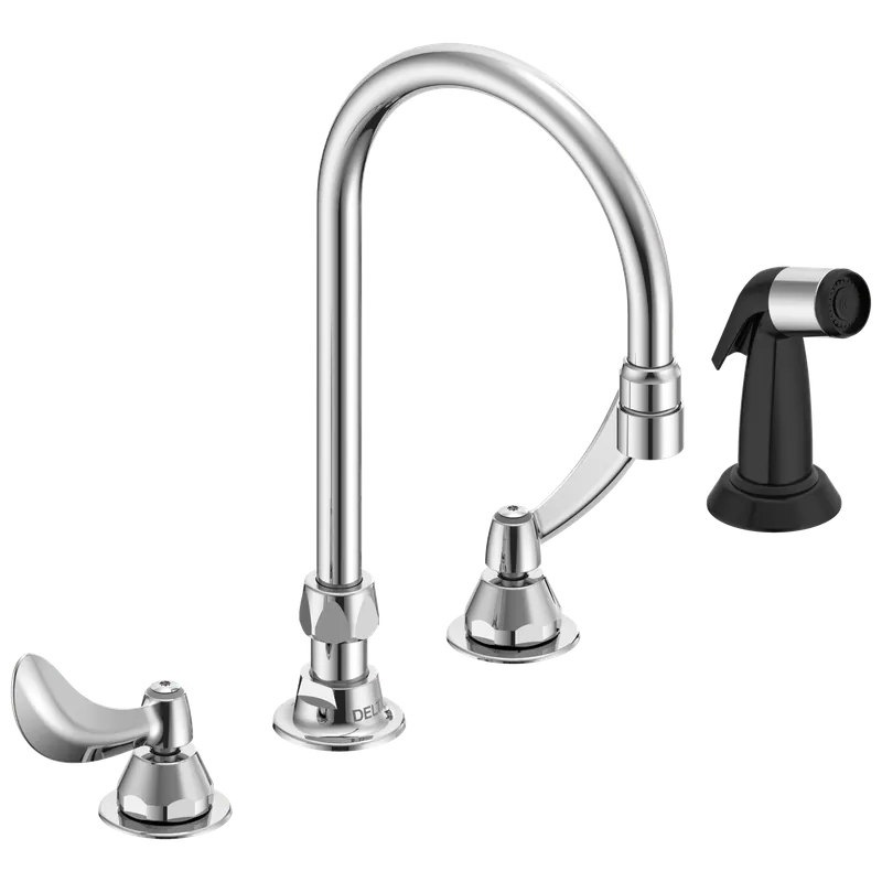 Delta Faucet 27C1934 Two Handle 8 In Below Deck-Mount Faucet with Hose and Spray