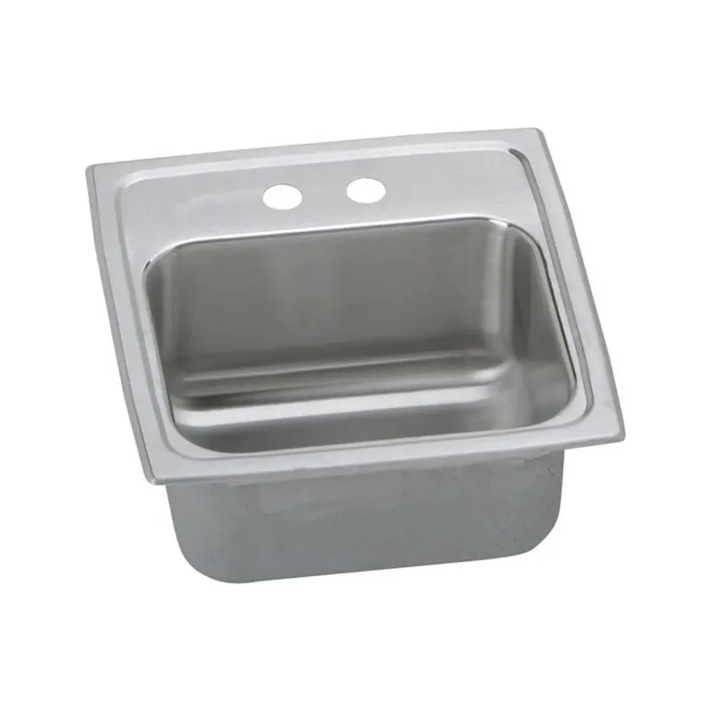 Elkay BLRQ15602 Lustertone Classic 15 Inches Rectangular Stainless Steel ADA Bar/Prep Sink 2 Faucet Holes
