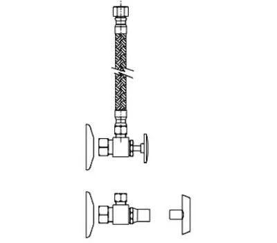 ZURN Z8804CRLKQ-8870-12-PC CLOS KIT 1/2 x 3/8 in. Brass Standard Loose Key Angle Stop with 12 in. Braided Stainless Steel Closet Supply