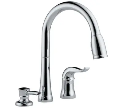 Delta Faucet 16970-SD-DST Kate 1-Handle High Arc Pull-Down Kitchen Faucet with Soap Dispenser Chrome