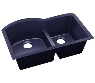 ELKAY ELXHU3322RJB0 Quartz Luxe 33 x 22 x 10 in. 60/40 Double Bowl Undermount Kitchen Sink with Aqua Divide