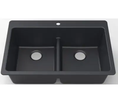 BLANCO 442562 Corence 33 x 22 x 9 in. Solid Granite Rectangle Dual-Mount Double Equal Bowl Kitchen Sink