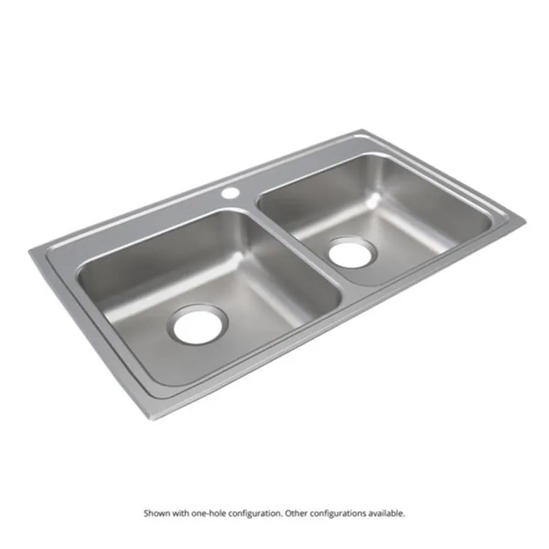 Elkay LRAD3319550 Lustertone Classic Stainless Steel 33 x 19-1/2 x 5-1/2 Equal Double Bowl Drop-in ADA Sink