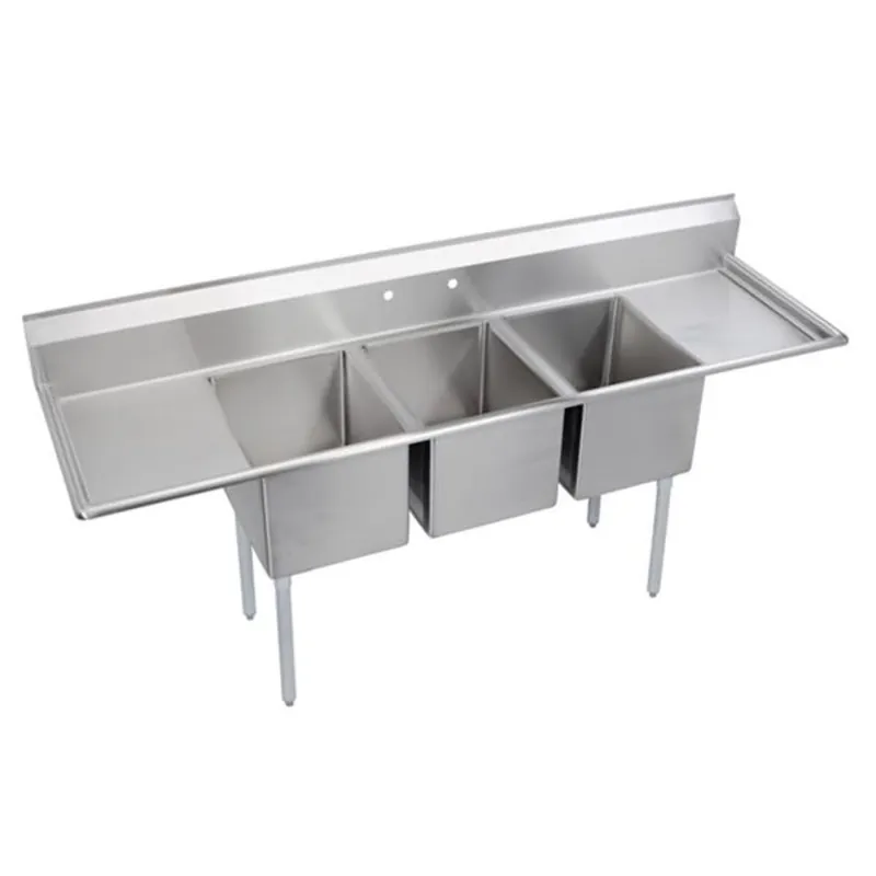 Elkay E3C16X20-2-18X Dependabilt Stainless Steel 88 x 25-13/16 x 43-3/4 Three Compartment Sink