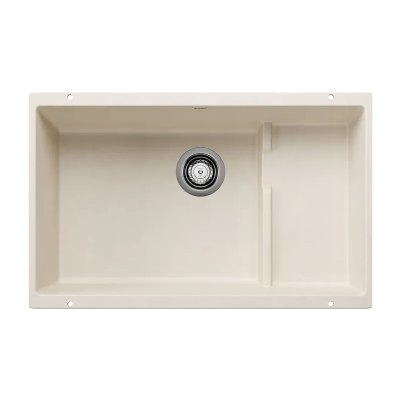 Blanco 527406 Precis Cascade Silgranit 29 Single Bowl Undermount Kitchen Sink with Colander - Soft White