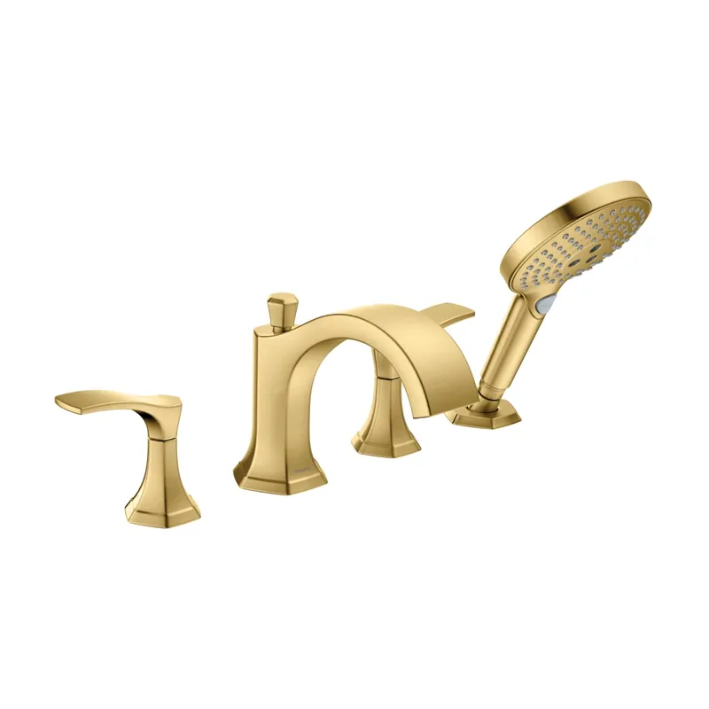 Hansgrohe 04817250 Locarno 4-Hole Roman Tub Set Trim with 1.75 GPM Handshower in Brushed Gold Optic