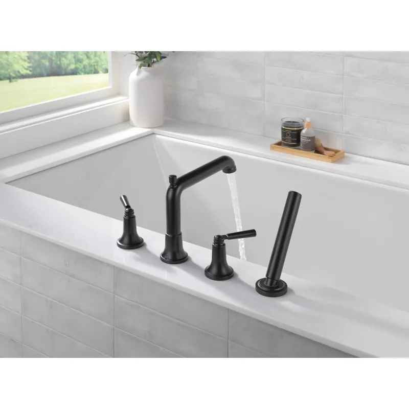 Delta T4736-BL Roman Tub Trim with Hand Shower in Matte Black