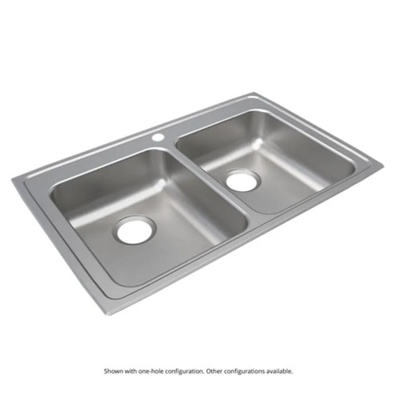 Elkay LRAD3321603 Lustertone Classic Stainless Steel 33 x 21-1/4 x 6 Equal Double Bowl Drop-in ADA Sink