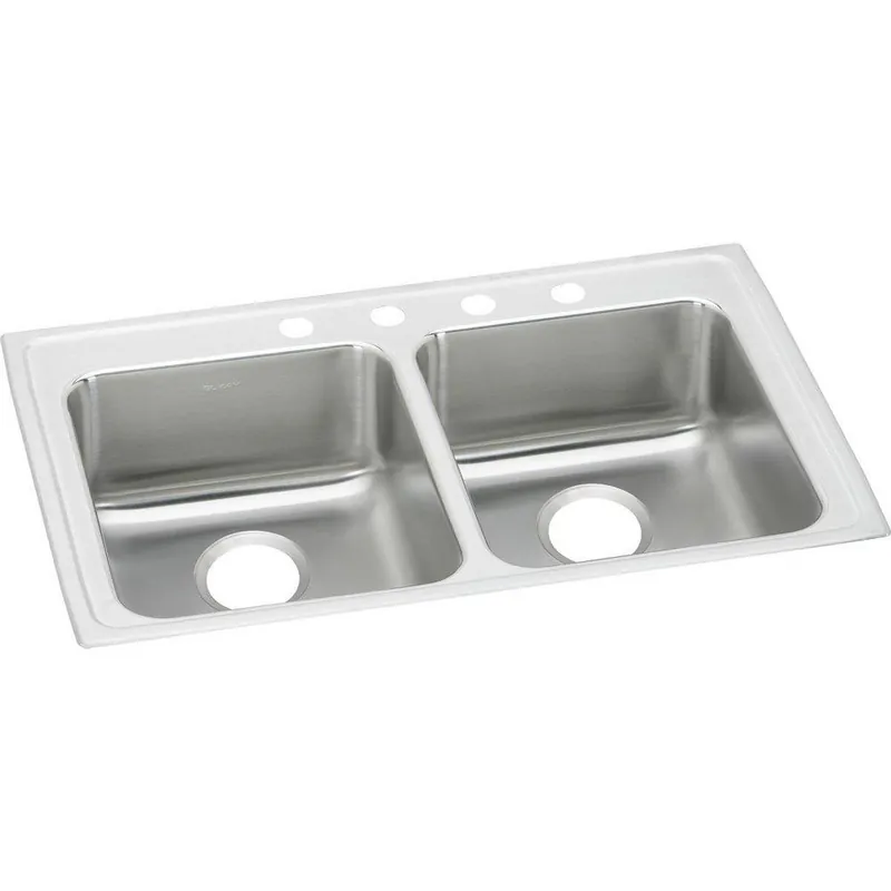 Elkay LRAD3319503 Lustertone Classic Stainless Steel 33 x 19-1/2 x 5, Equal Double Bowl Drop-in ADA Sink