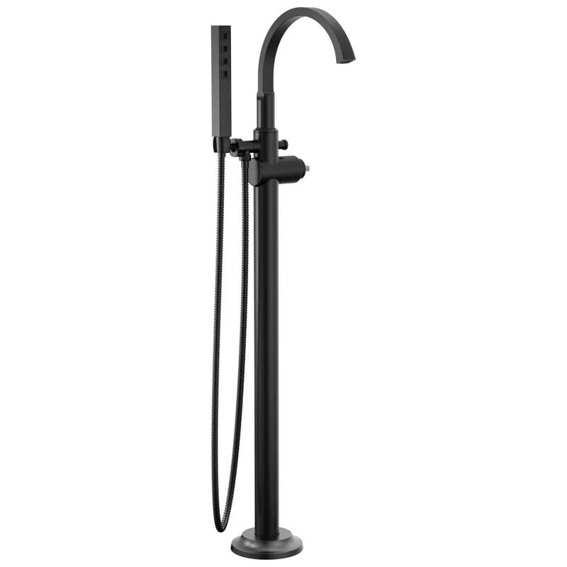 Delta T4788-BLLHP-FL Floor Mount Tub Filler Trim Matte Black