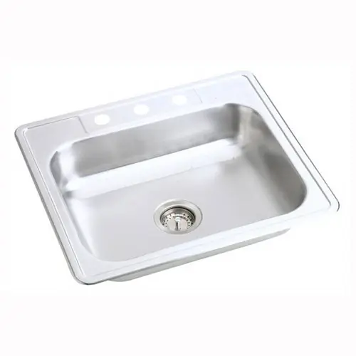Elkay EK125224 Stainless Steel Single Bowl 4-Hole Top-Mount Corner Sink 25 inch x 22 inch x 6-1/16 inch