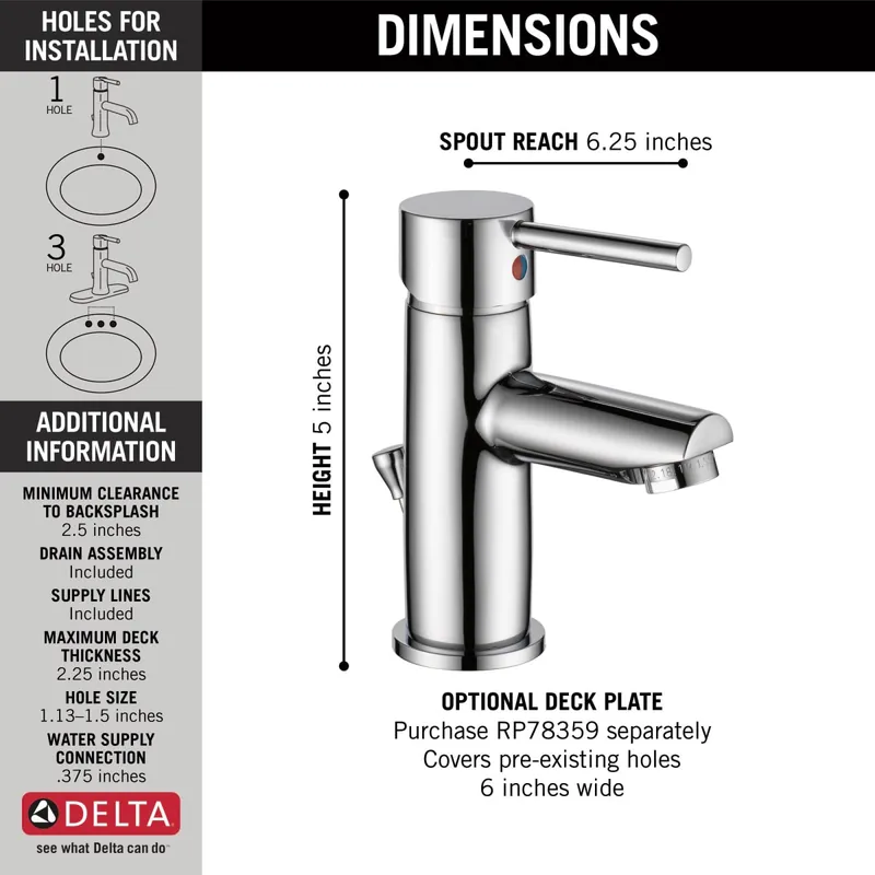 Delta 559LF-GPM-PP Modern: Single Handle Project-Pack Bathroom Faucet