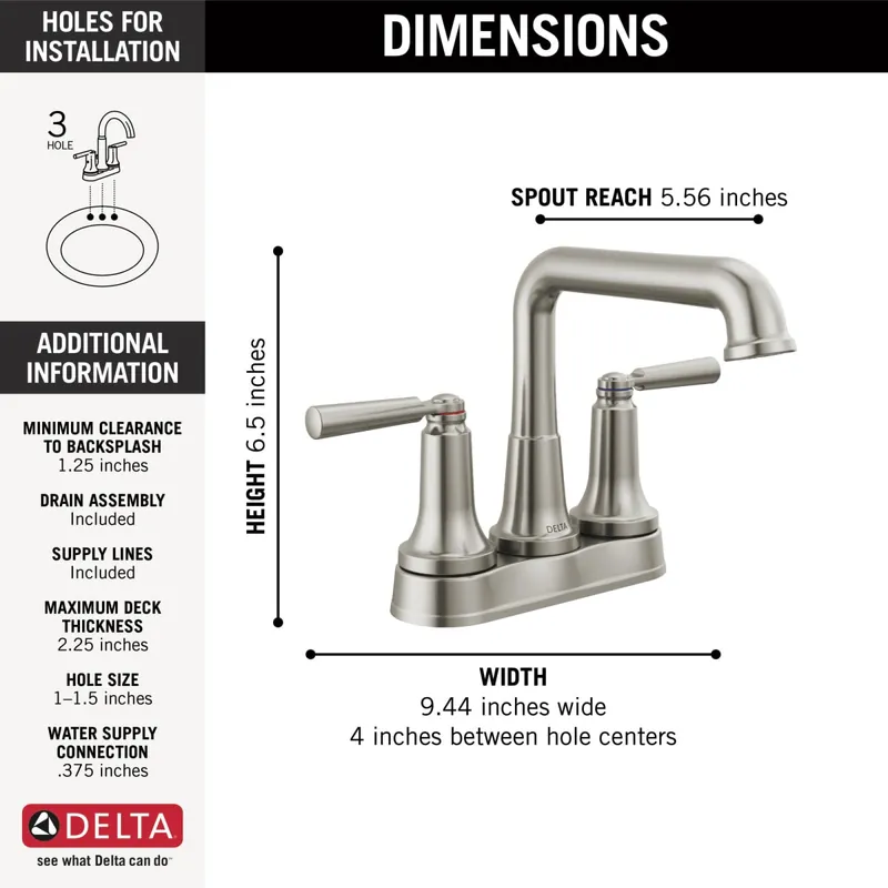 Delta 2536-SSMPU-DST Saylor 4 in. Centerset Double-Handle Bathroom Faucet in Stainless