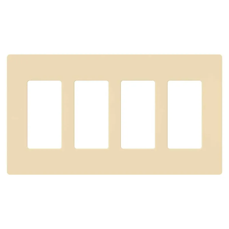 Lutron CW-4-IV Claro Wallplate Gloss Finish Four-gang in ivory