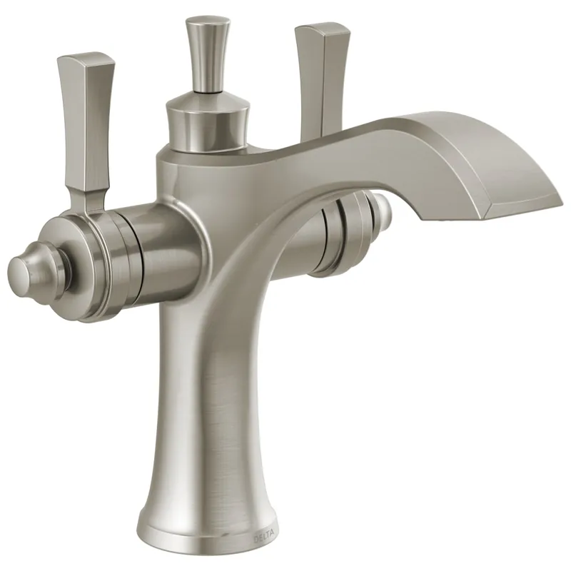 Delta 856-SS-DST Dorval Two Handle Single Hole Monoblock Bathroom Faucet