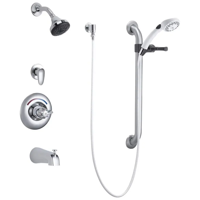 Delta T13H933 Commercial T13H: Monitor 13 Series Tub and Dual Shower Trim, Diverter, Hand Shower and Grab Bar
