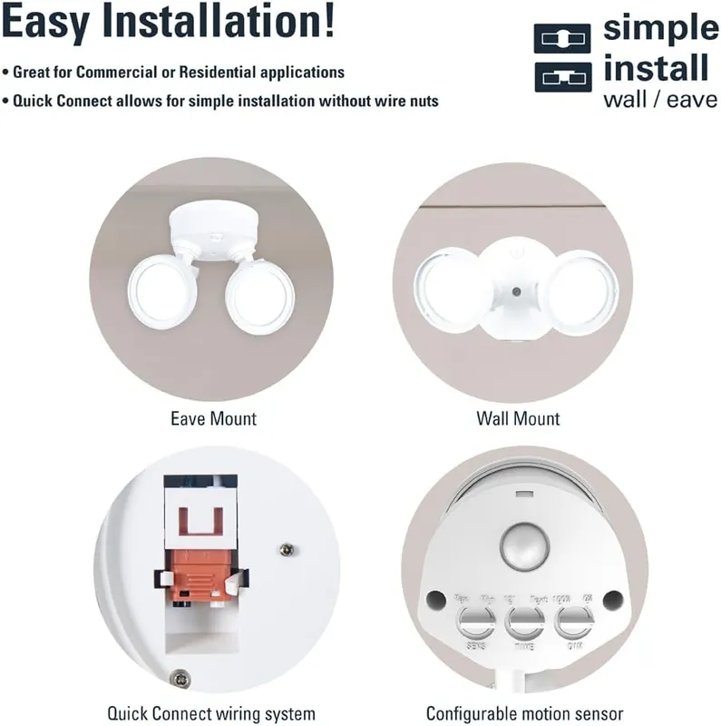Halo TGS2S402MRRW outdoor led motion sensor flood & security light twin round head 22 watts