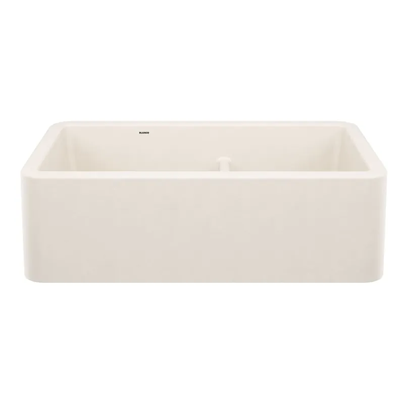 Blanco 443078 Ikon 33 Apron Double Bowl Farmhouse Sink with Low Divide - Soft White