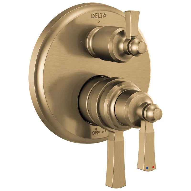 Delta T27856-CZ Dorval Three Handle Pressure Balancing Valve Trim