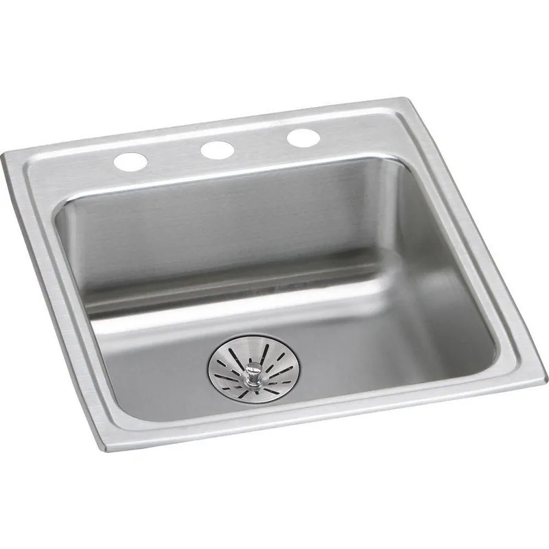 Elkay LRAD202265PD1 Lustertone Classic Stainless Steel 19-1/2 X 22 X 6-1/2 Single Bowl Drop-in ADA Sink with Perfect Drain