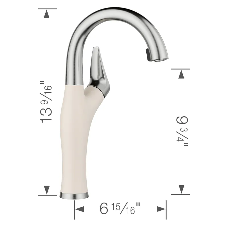 Blanco 443041 Artona Bar Faucet 1.5 GPM - PVD Steel/Soft White