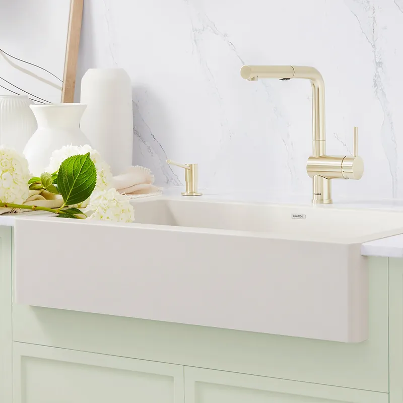 BLANCO 527408 Vintera SILGRANIT 30 Single Bowl Apron-Front Farmhouse Sink - Soft White