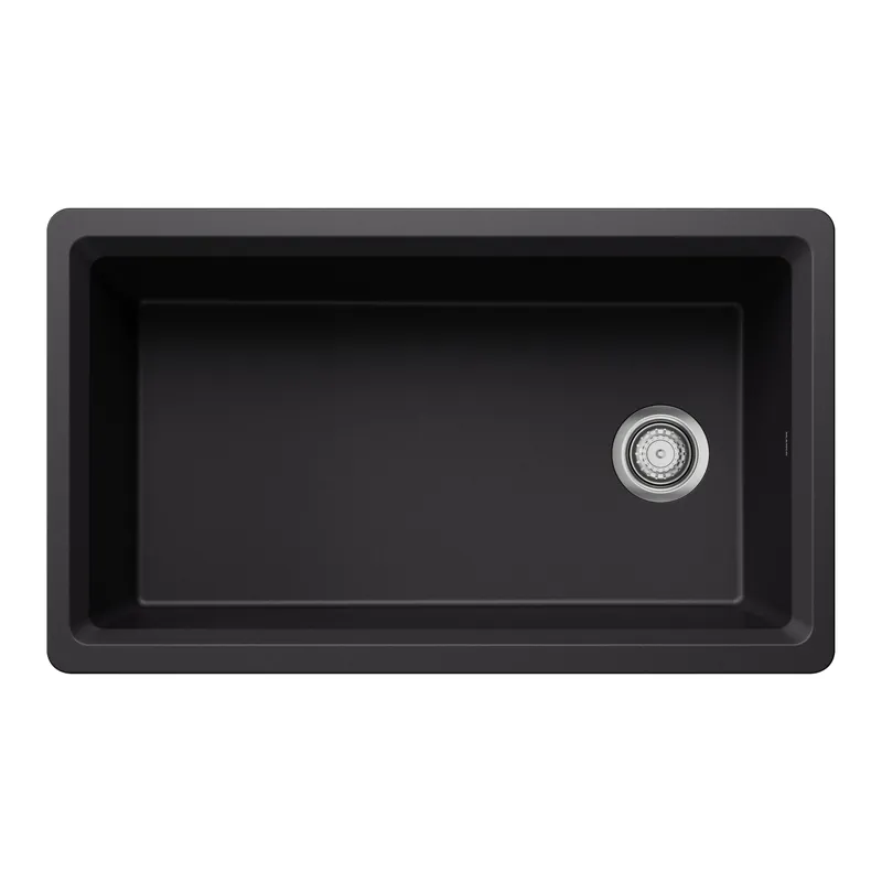 BLANCO 443311 Inteos Silgranit 33 Single Bowl Reversible Undermount Workstation Kitchen Sink - Coal Black