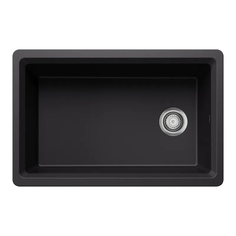 BLANCO 443303 Inteos SILGRANIT 30 Single Bowl Reversible Undermount Workstation Kitchen Sink Coal Black