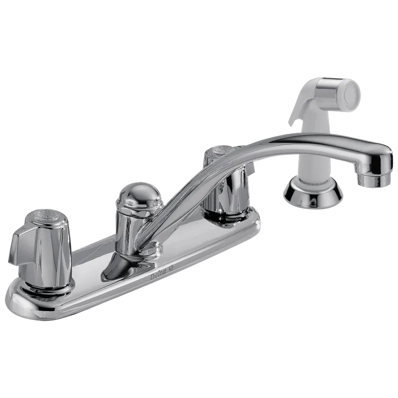DELTA FAUCET 2400 Classic Two Handle Kitchen Faucet with Spray