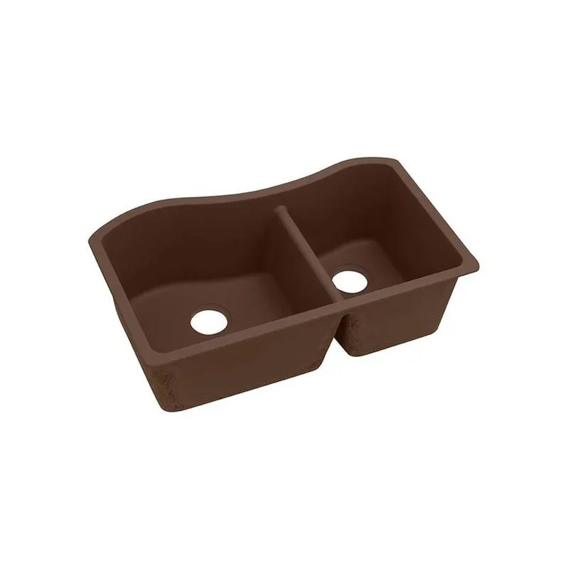 Elkay ELGHU3220RMC0 Quartz Classic 33-in Double Bowl Undermount Kitchen Sink Mocha ELGHU3220RMC0