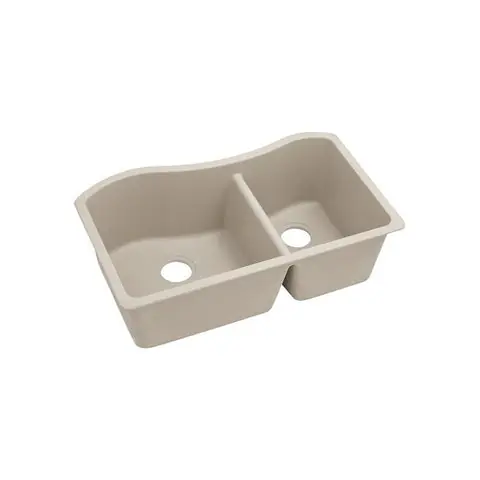 Elkay ELGHU3220RPT0 Classic Quartz Kitchen Sink 60/40 Double Bowl Putty