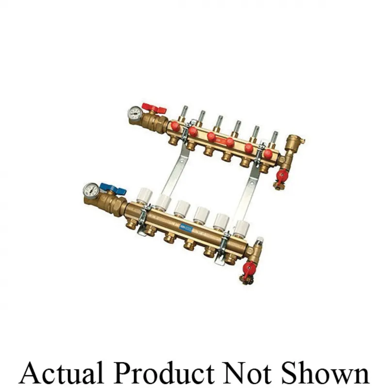 Zurn QHPM-5 5-Port Manifold, Inline Air Vent and Supply/Return Ball Valves