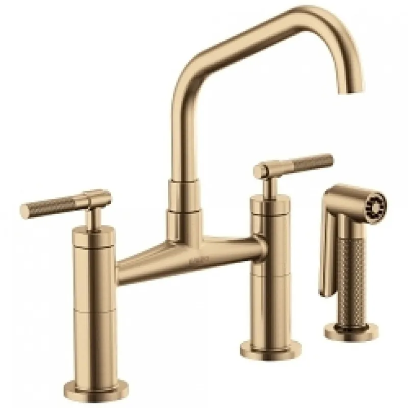 Delta 62563LF-GL Brizo Litze: Bridge Faucet with Angled Spout and Knurled Handle