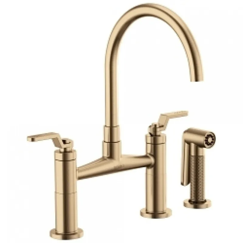 Delta Faucet 62544LF-GL Brizo Litze: Bridge Faucet with Arc Spout and Industrial Handle