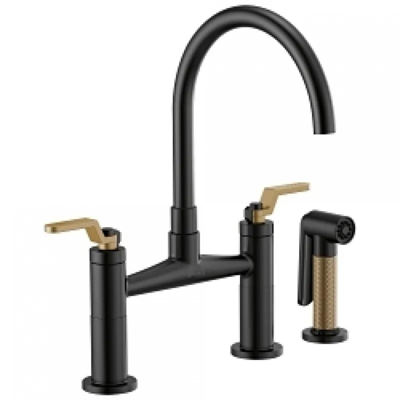 Delta 62544LF-BLGL Brizo Litze: Bridge Faucet with Arc Spout and Industrial Handle