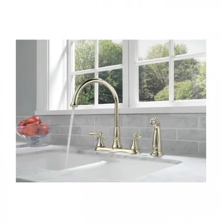 Delta 2497LF-PN Cassidy Two Handle Kitchen Faucet with Spray