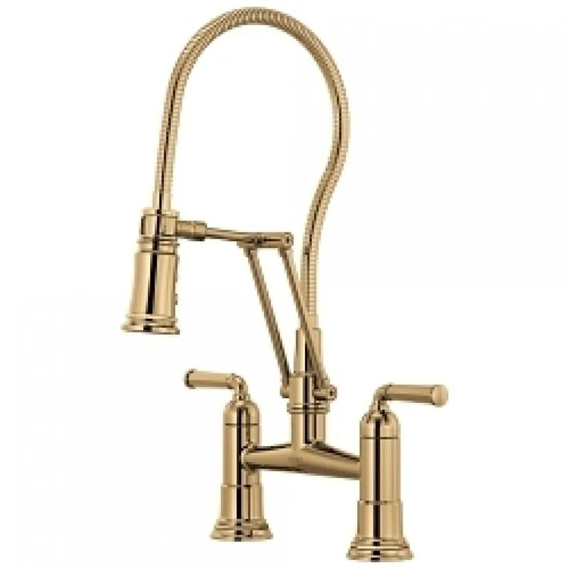 Delta Faucet 62174LF-PG Brizo Rook: Articulating Bridge Faucet with Finished Hose