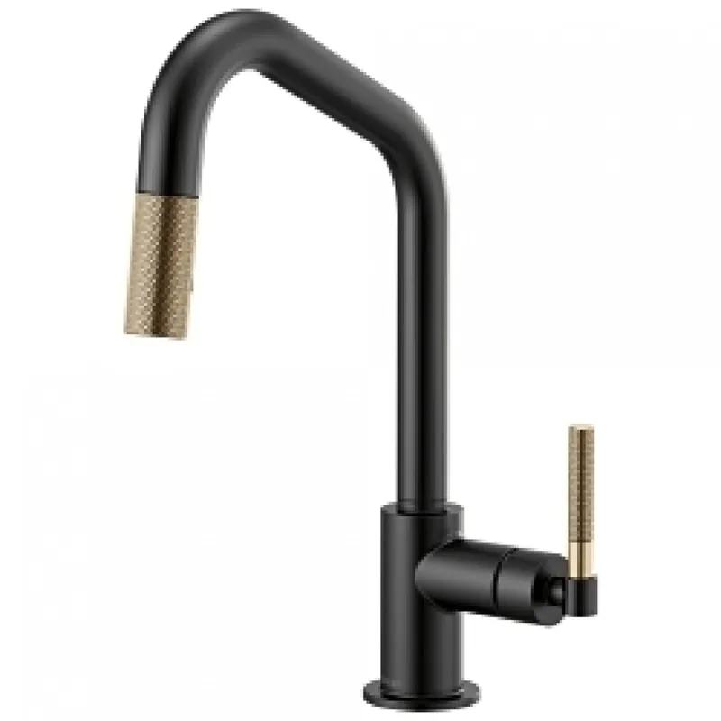 Delta Faucet 63063LF-BLGL Brizo Litze: Pull-Down Faucet with Angled Spout and Knurled Handle