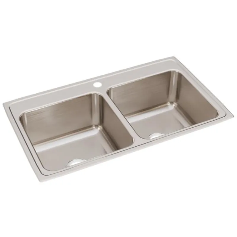Elkay DLR3722101 Lustertone Classic Stainless Steel 37 x 22 x 10-1/8 Double Bowl Drop-in Sink