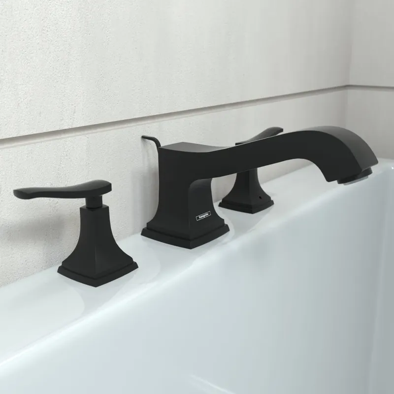 Hansgrohe 31428671 Metropol Classic 3-Hole Roman Tub Set Trim with Lever Handles in Matte Black