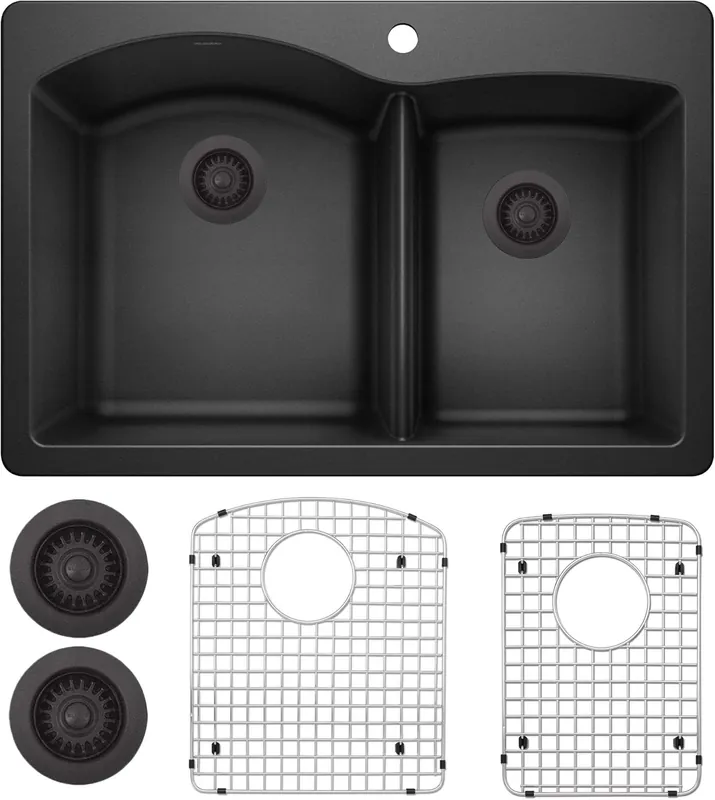 Blanco 440216-KIT 2B DU/MNT KITCH SINK W/ GRID & BSKT