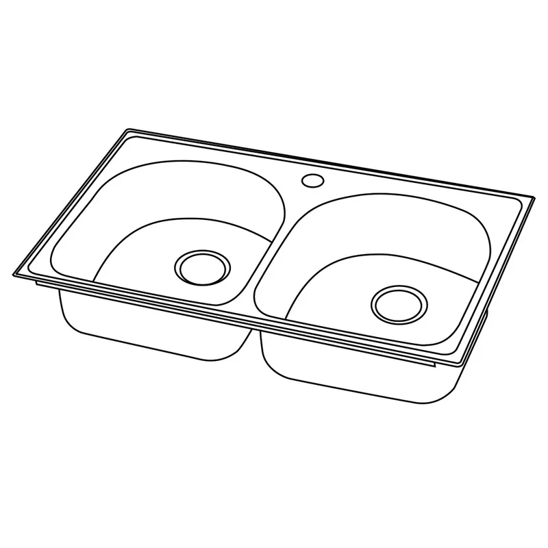 Elkay NG37221 SINK 37X22 1HL DBL BWL 20 GA.TYP 304 SS SLF-RIM