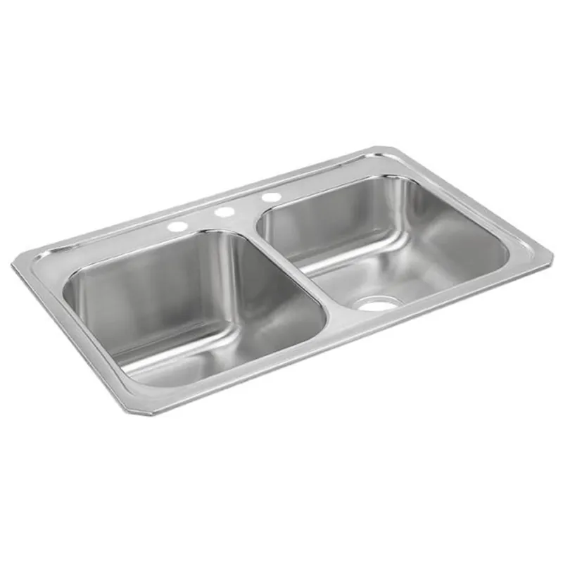 Elkay STCR3322L3 Celebrity Stainless Steel 33 x 22 x 10-1/4 3-Hole Equal Double Bowl Drop-in Sink