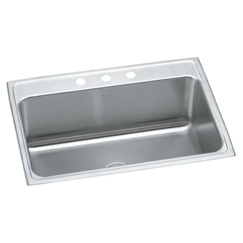 Elkay DLR3122123 Lustertone Classic Stainless Steel 31 x 22 x 11-5/8 3-Hole Single Bowl Drop-in Sink
