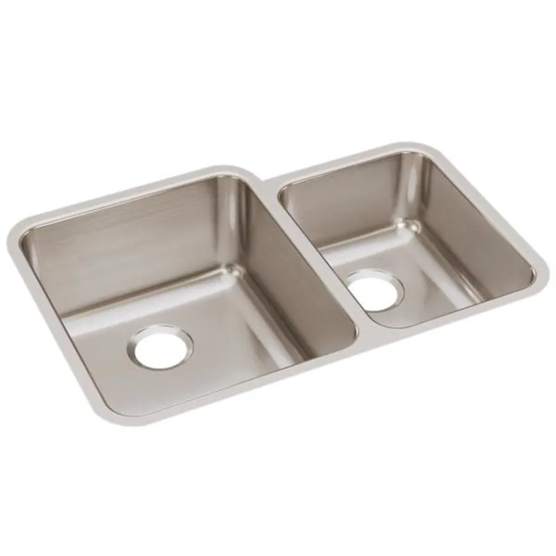 Elkay ELUH3121R Lustertone Classic Stainless Steel 30-3/4 x 21 x 9-7/8 Offset 60/40 Double Bowl Undermount Sink