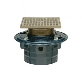 Zurn ZN415-2NL-5S-P Floor Drain with 5 Inch Square Nickel Adjustable Strainer with Secured Heel Proof Grate-TP